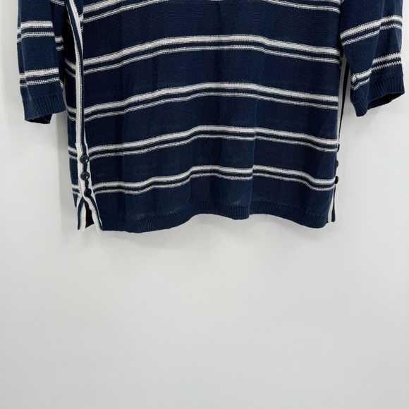 Talbots Women’s Sweater Linen Size 1X Blue Stripe Pullover Long Sleeve Tunic - Picture 3 of 11